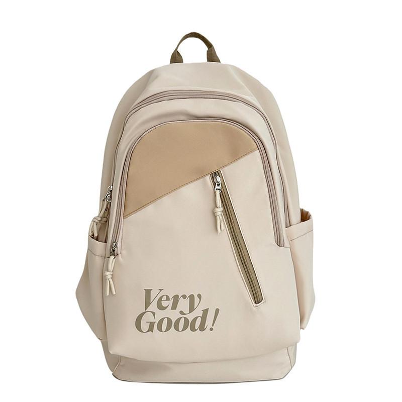 Nylon Student Backpack For College Girls With Letter Print Design And Cushion Straps For School Use