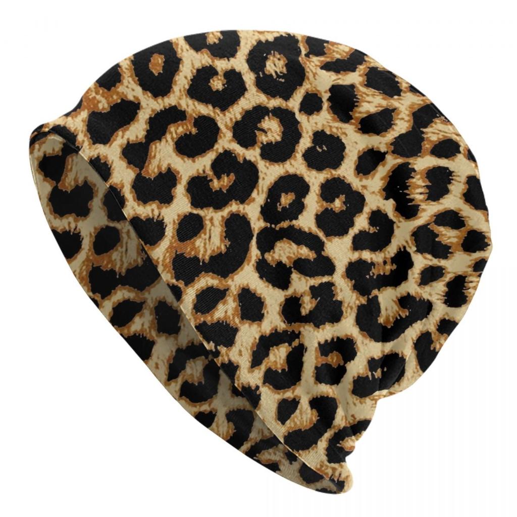 Leopard Fur Ethnic Tribal Geometric OrnaUnisexts Skullies Beanies Caps Winter Knit Hat Adult Animal Leather Texture Bonnet Hats