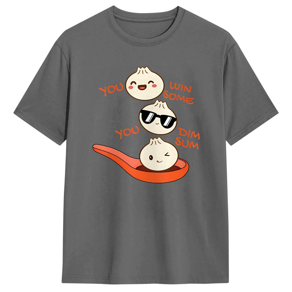 Unisexs Chinese Xiao Dumpling Food T Shirt YOU WIN SOME Cotton Tops Vintage Short Sleeve Crewneck Tee Shirt Big Size TShirt