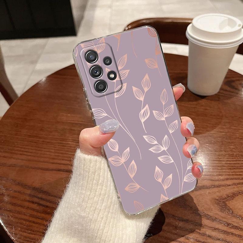 Glitter Hearts Love Grass Leaf Phone Case For Samsung Galaxy A56 A57 A37 A55 A54 A36 A35 A26 A25 A16 A17 A07 A52 A34 A53 Cover