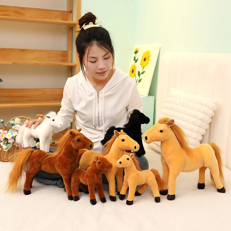 Adorable Little White Horse Plush Toy - Brown Pony Comfort Doll for Boys Birthday Gift