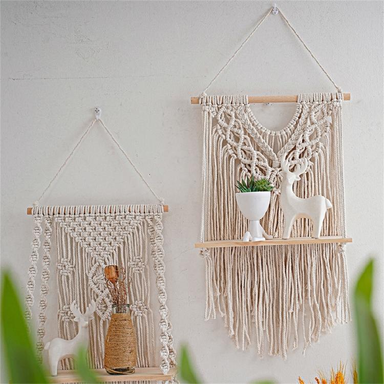 Handwoven Shelf Vintage Wall Organizer Bohemian Floating Shelf Home Decorations