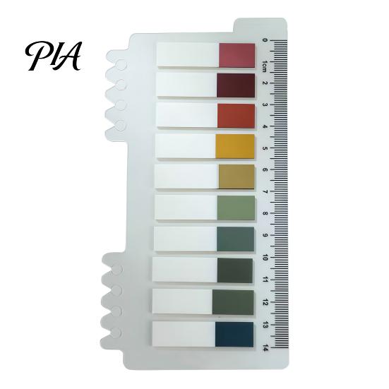 Morandi Color Page Markers Index Sticker Tabs with Built-in Scale Ruler, Transparent Portable Ruler Set PET Markers, Compact Writable Book Labels for