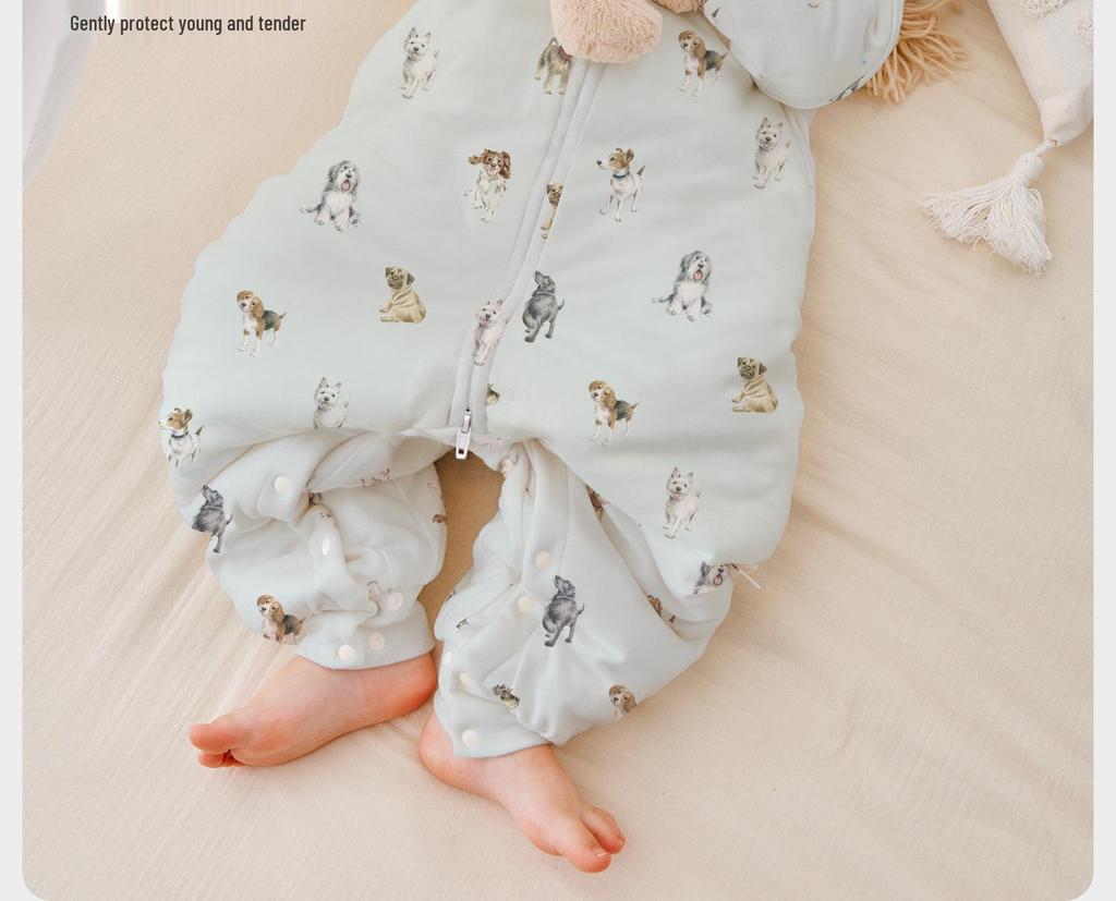 He'er Te 120g Silk Quilted Baby Sleeping Bag with Detachable Sleeves and Legs - Class A Anti-Kick Blanket Pajamas for Autumn/Winter.