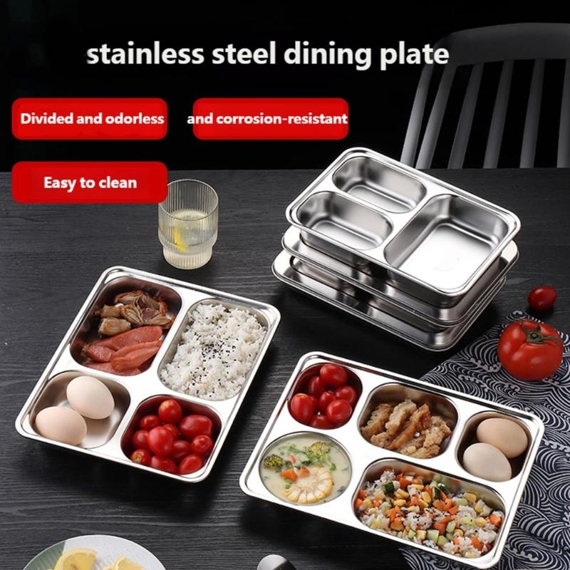 304 Stainless Steel Dinner Plate Serving Dish Rustproof Dishware For Family Outdoor Camping Kitchen Use
