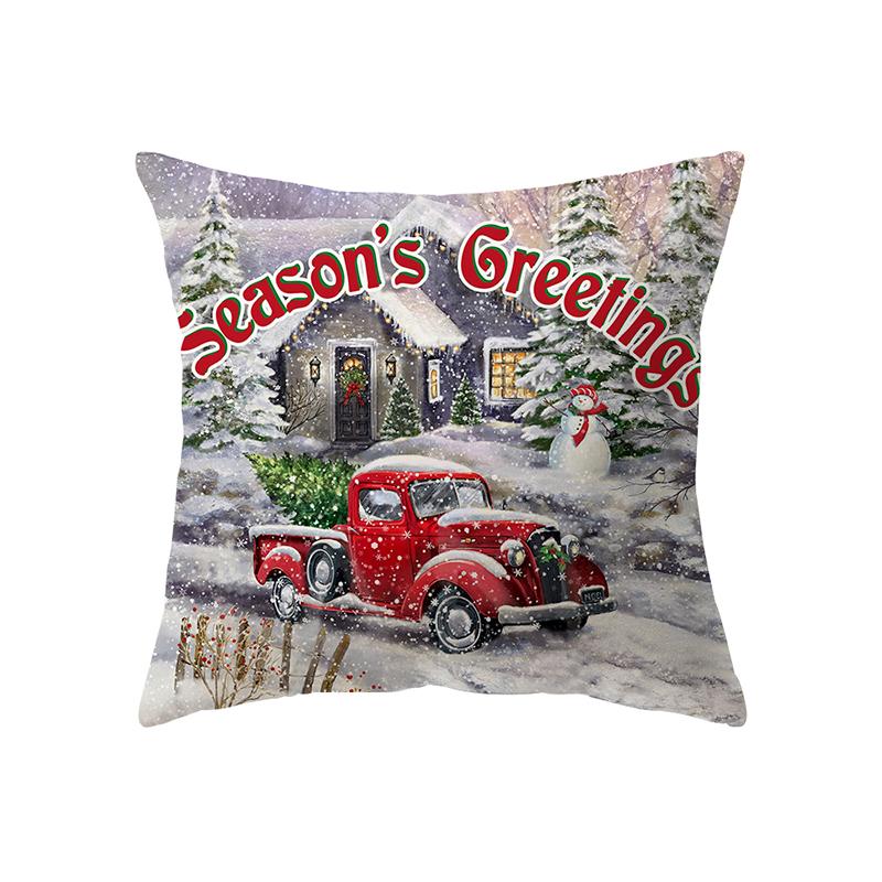 Merry Christmas Cute Santa Claus Snowman Print Pattern Cushion Cover Home Living Room Sofa Decoration Pillow Pillow Cover