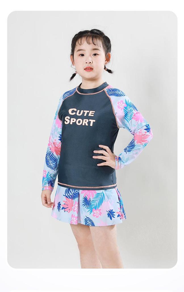 Costume da bagno due pezzi a taglie forti da bambina ad asciugatura rapida - Personalizzabile