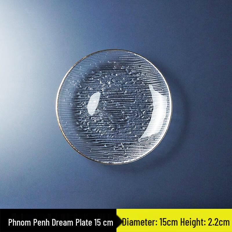 Handmade Round Gold Rim Glass Fruit Plate