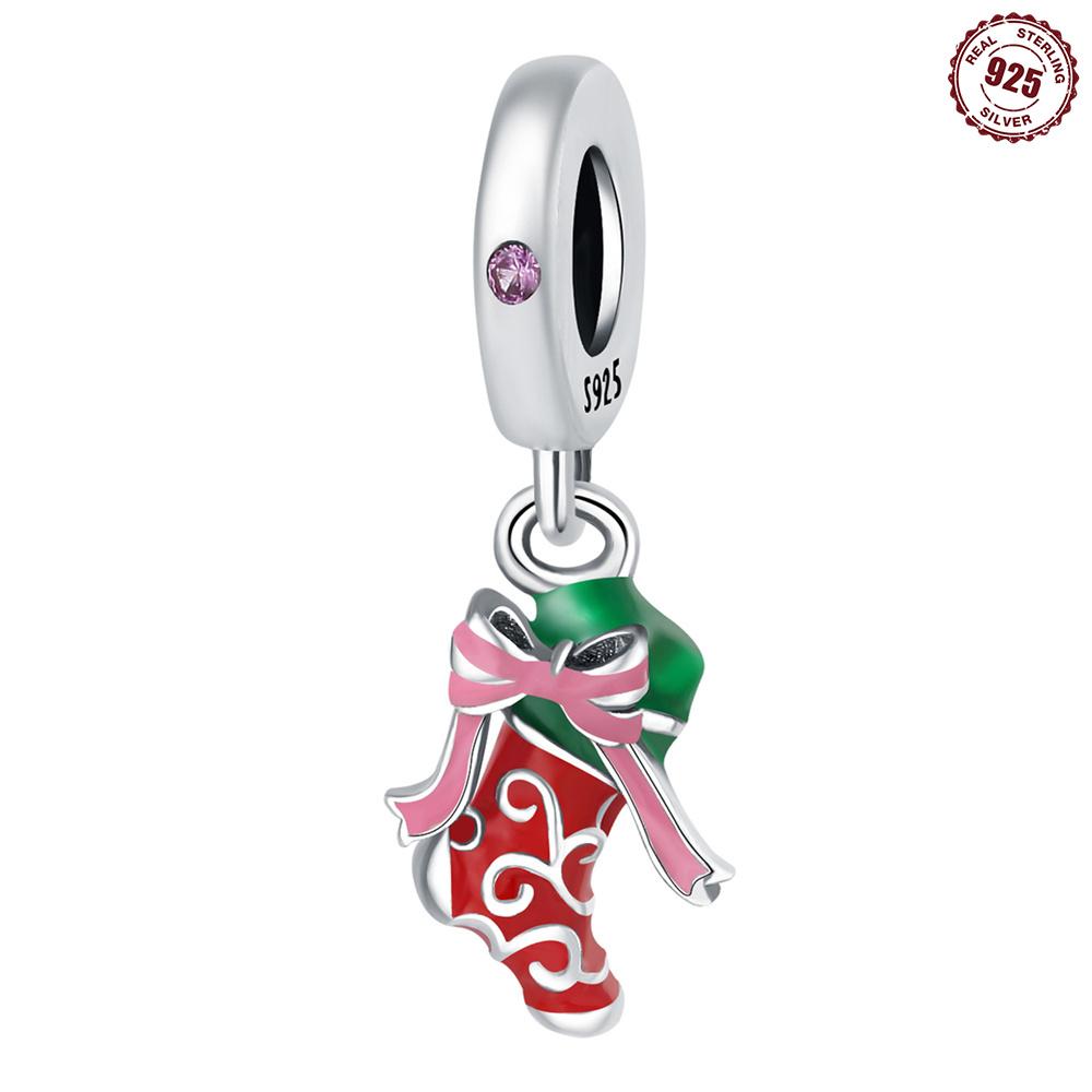 

Аутентичный медный Шарм-бусина Шармы Роскошный рождественский чулок Рождественский кулон Бусина Совместим с браслетами Сделай сам Женский Изготовление Нежный подарок