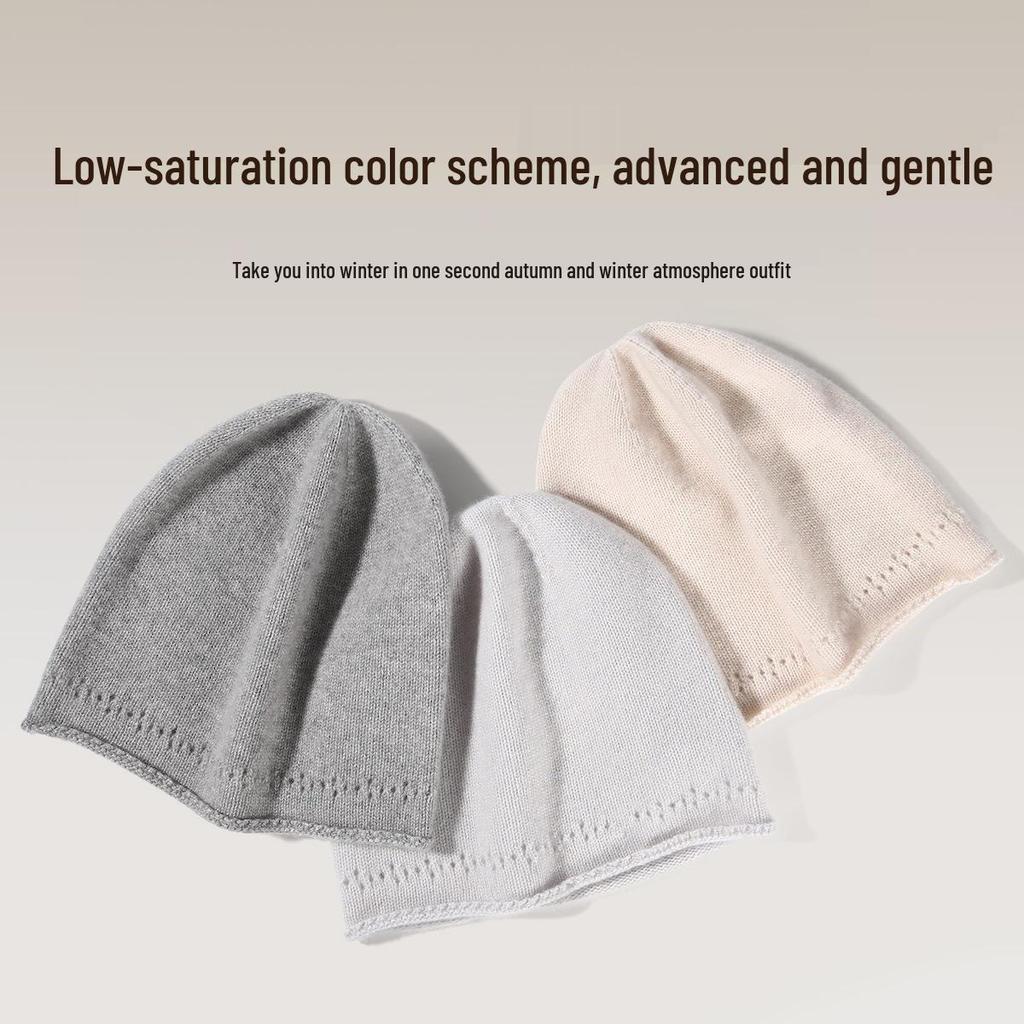 Damska czapka beanie z czystego kaszmiru - wszechstronna czapka typu slouchy na jesień i zimę