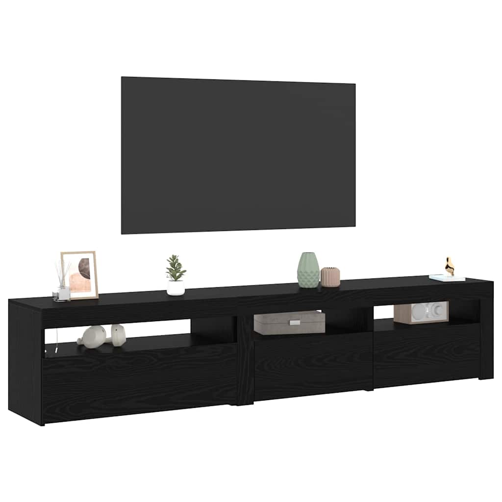 TV Cabinet Set of 2 Black Oak Effect 195 x 35 x 40 cm