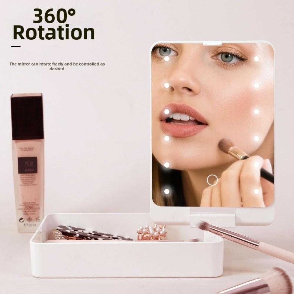 with Adjustable Brightness LED Light Travel LED Makeup Mirror Case