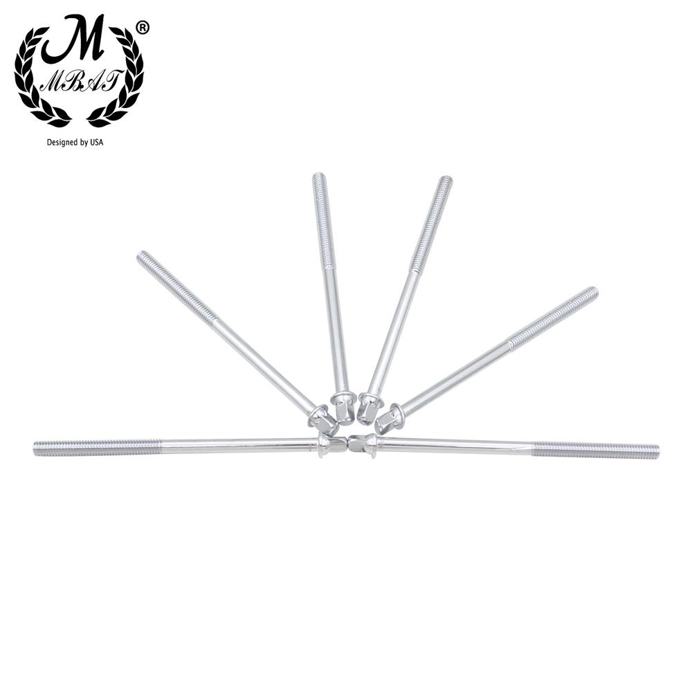 M MBAT 6pcs/set Shelf Drum Long Screws Shelf Drum Repair Tool Set Alloy Material Silver Long Screws Percussion Instrument Parts