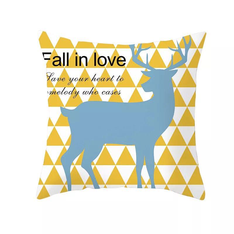 Nordic Blue Geometric Elk Pillow Cover Home Sofa Cushion Cushion Cover