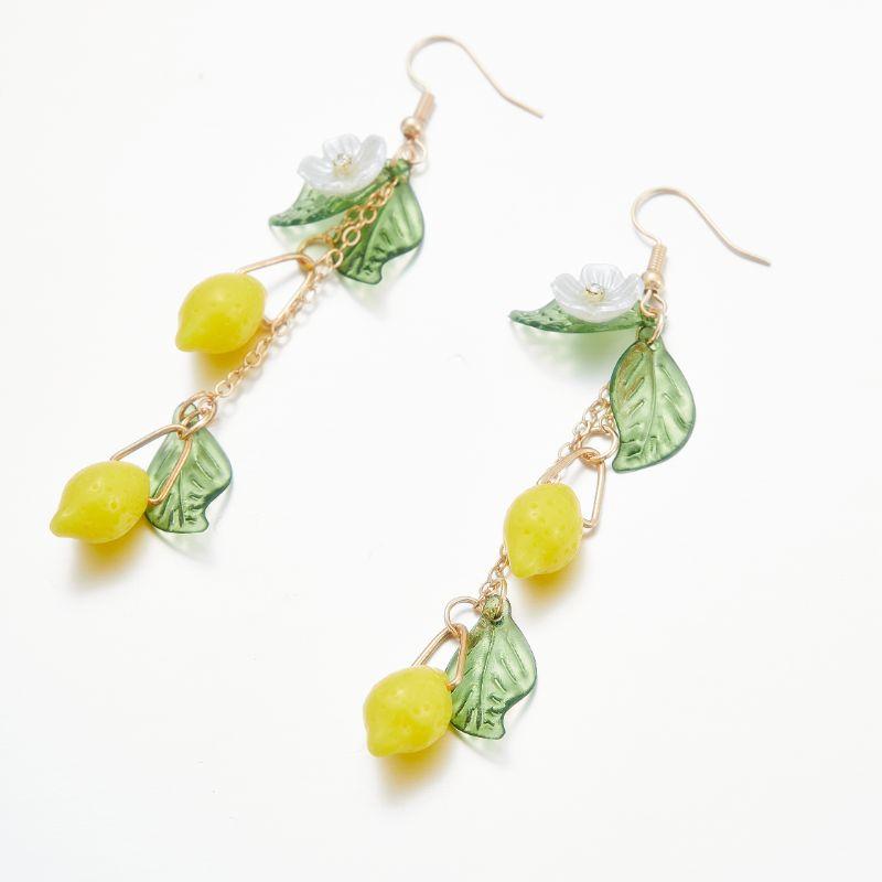 Glass Lemon Earrings Light Weight Fruit Food Earrings Can Love Kawaii Earrings Pastoral Earrings For Women Her Birthday Present