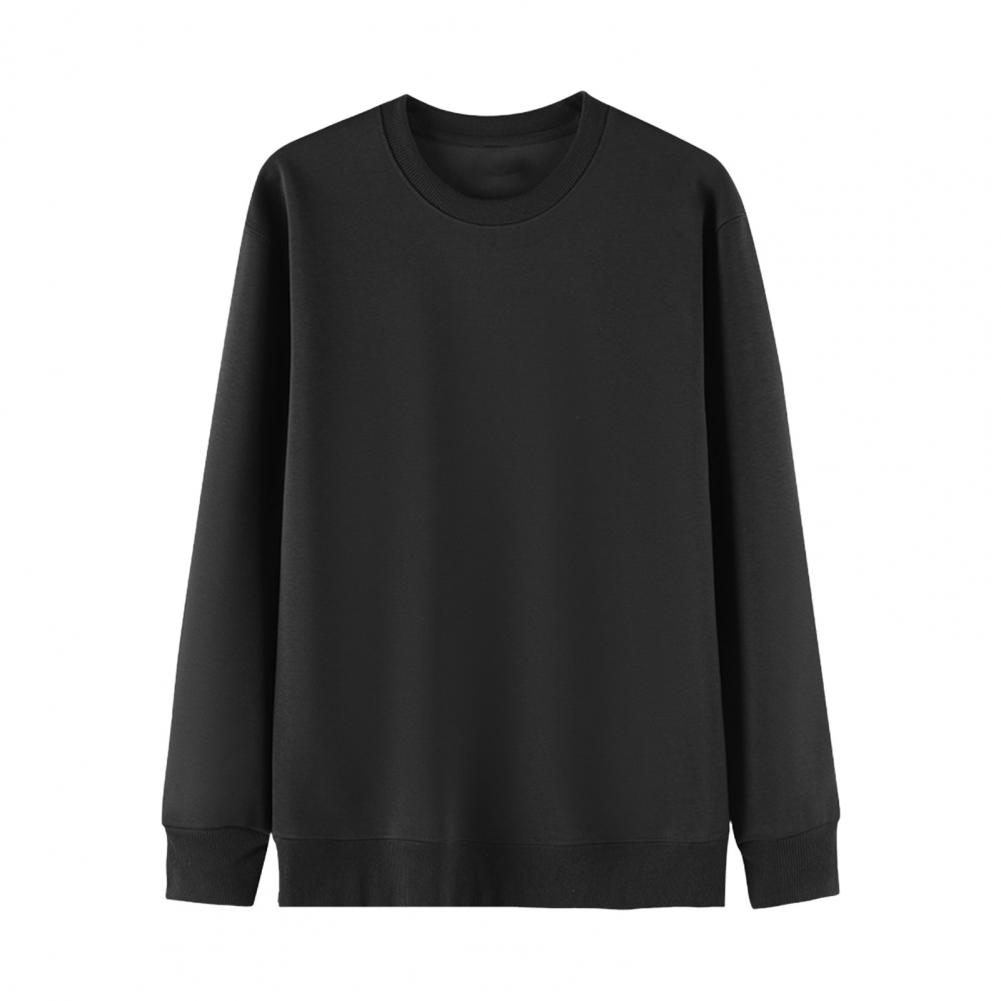 Unisex Herbst Winter Sweatshirt Rundhalsausschnitt Lange Ärmel Elastischer Fadenmanschette Einfarbig Thermisches Unterhemd Basic Kleidung Frühling