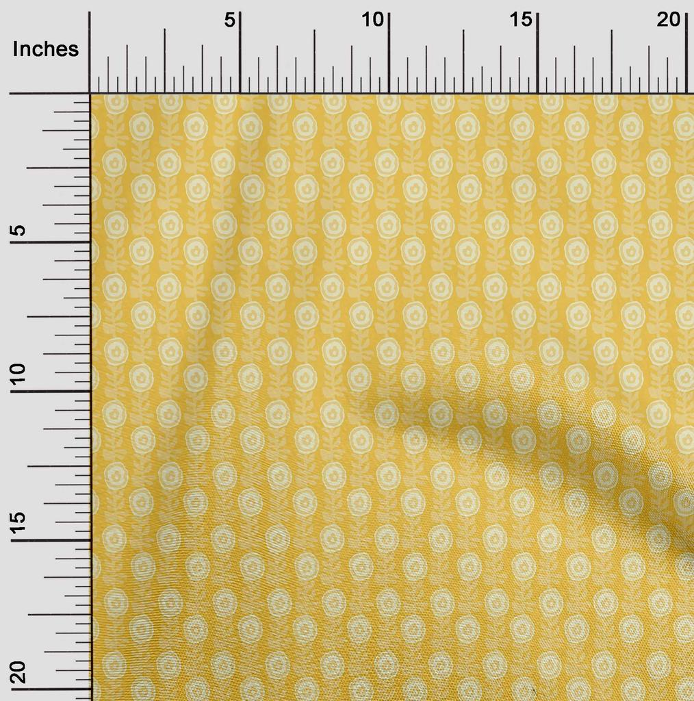 oneOone Cotton Flex Fabric Leaves & Floral Block Printed Craft Fabric BTY 40 Inch
