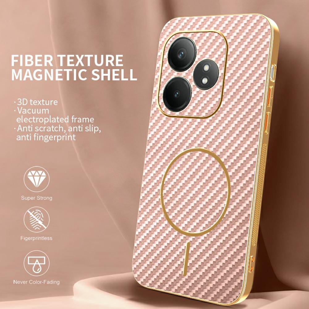 Phone Case For Realme GT Neo6 SE 5G/GT Neo6 5G/GT 6T 5G/GT 6 5G Carbon Fiber Textured Electroplated TPU Back Cover