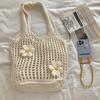 Yogodlns Fashion Summer Beach Floral Decor Women Shoulder Bag Female Hollow Handwoven Knitted Soft Handbag Large Casual Tote Bag