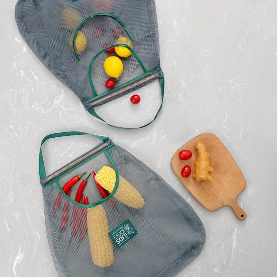 Kitchen Hanging Mesh Bag Fruit Vegetable Storage Net Bag Large Capacity Strong Load-bearing Ventilated Ginger Garlic Reusable Storage Bag