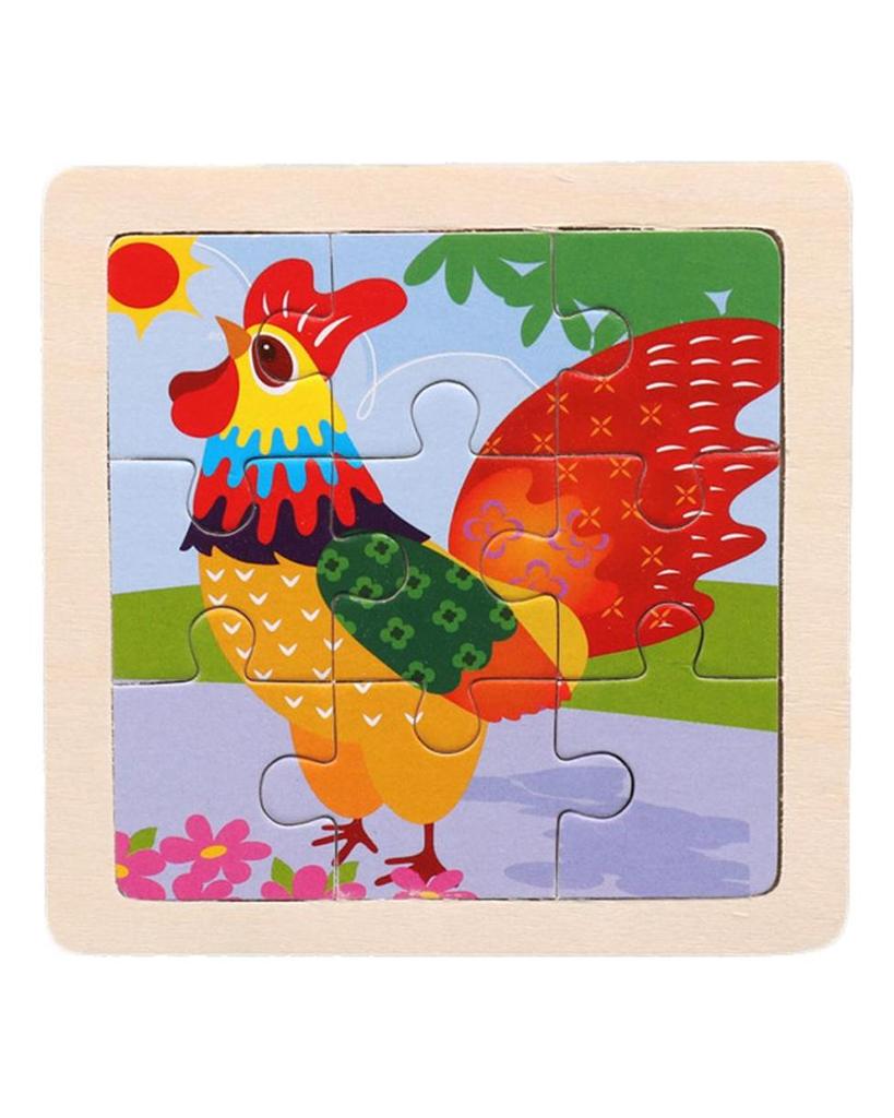 TOYS & TOTS 9Pcs Wooden Cartoon Animals Jigsaw Puzzle Learning Education Panel Kids Toys