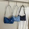 Blue Bow Underarm Bag Korean Women's Handbag Fashion Denim Shoulder Bag  Commuting