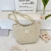 55 Printed polka dot shoulder canvas bag Large capacity tote bag Commuter finishing storage bag Women's shoulder schoolbag