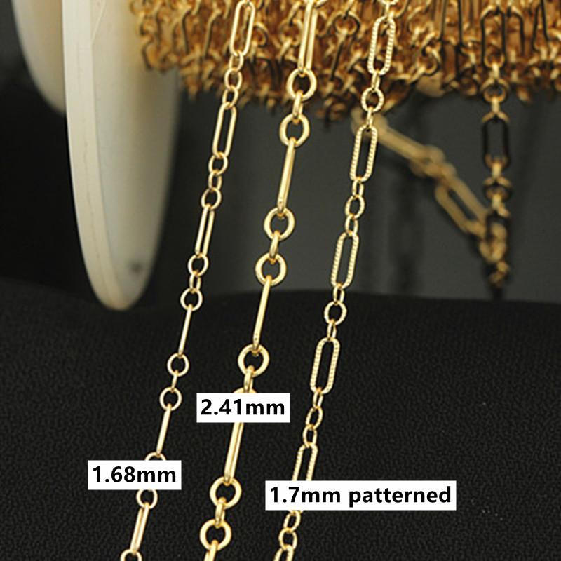 Hot Sale 14k Gold Filled Patterned 3+1 Cable Bulk Chain for Women Necklace Jewelry Making 1.68mm width