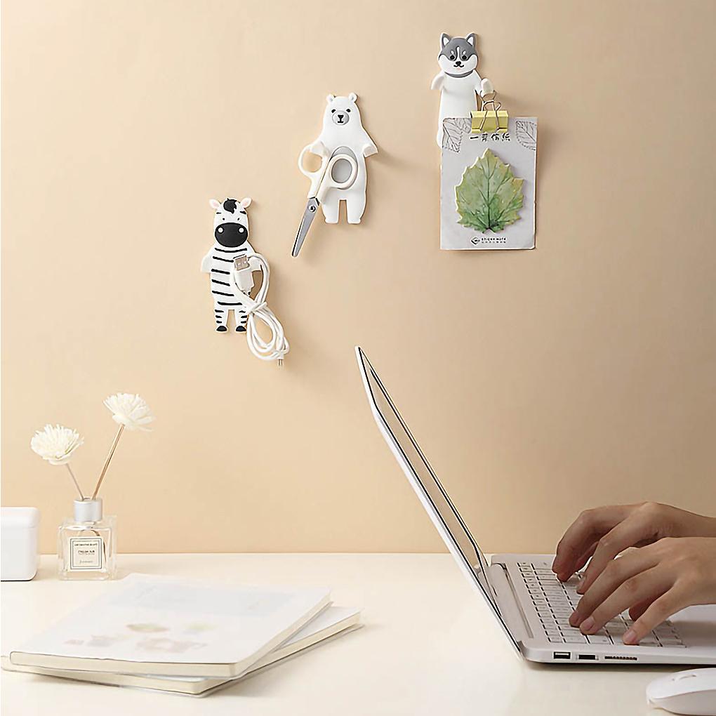 Cartoon Tier Selbstklebehaken Abnehmbar Waschbar Schmuck Schlüssel Halter Regal Kühlschrankaufkleber Typ 3
