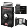Men's Pop-Up Wallet with Tracker : Pu Leather, RFID Blocking Minimalist Carbon Fiber -big Card Capacity ID Window |Cash Slot Mag