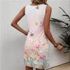 Sleeveless Floral Print Dress Women Casual Summer Round Neck Lightweight Bodycon Midi Dress with Side Slit for Daily Wear