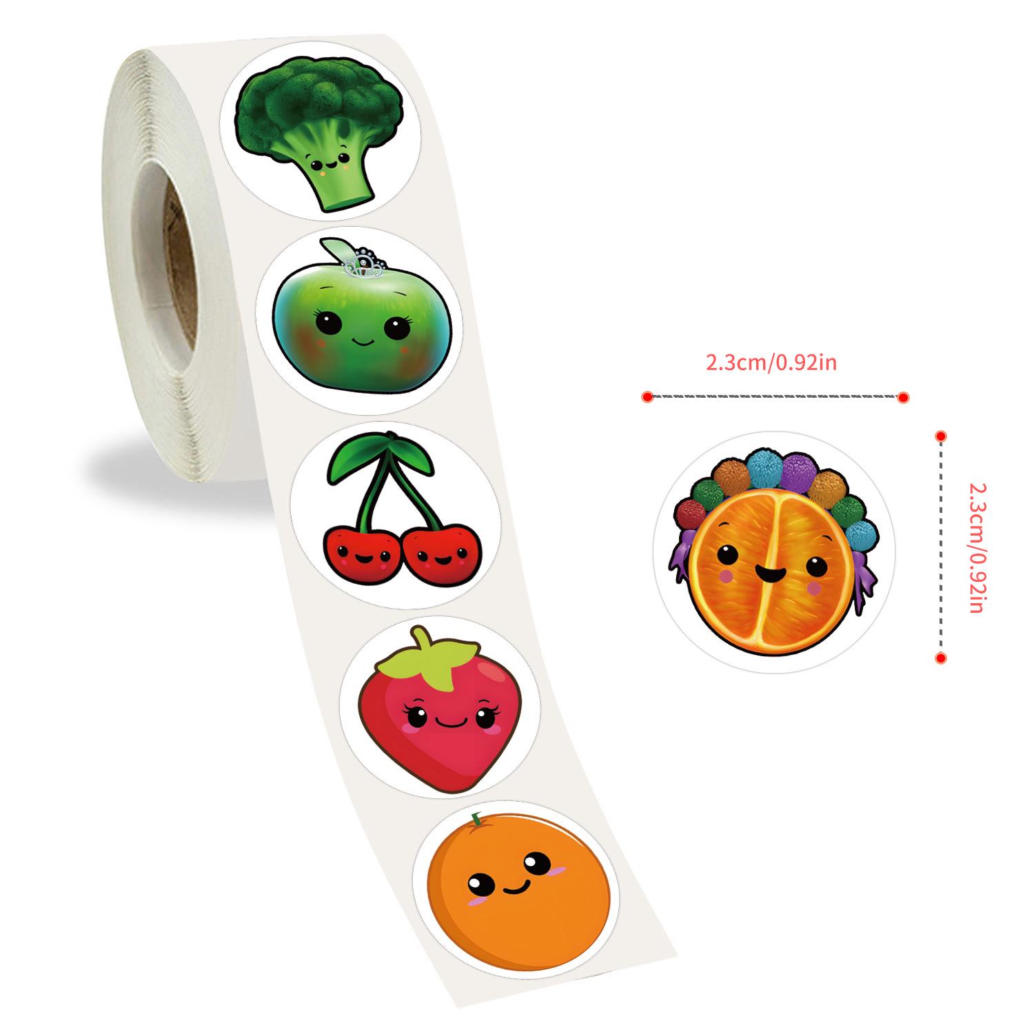 

Hey Bear Sensory 500 Sheets/Roll: Fruit & Vegetable Stickers for DIY Decoration, Water Cups, Desks, Sealing