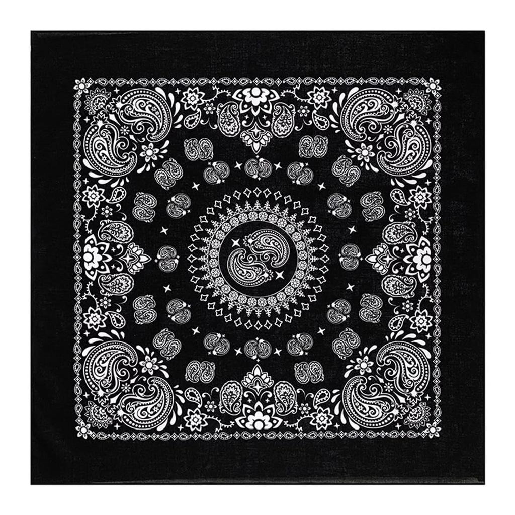 Trifong Paisley Bandana Black Cotton 100% Quick Dry 55cm x 55cm