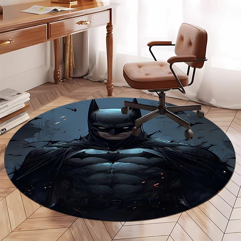 Batman Printed Round Rug Carpet Chair Rug Area Rug Entryway Doormats,for Office Chair Living Room Bedroom Kitchen Room.