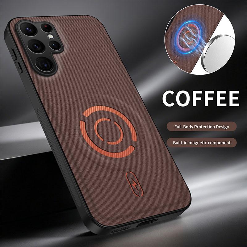 Case For Samsung Galaxy S26 Ultra S26+ FE Magnetic Technology Leather Texture TPU Edge Protection Cover For Galaxy S26 Plus