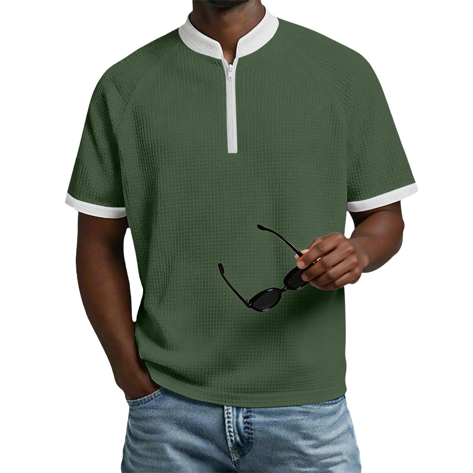 

Мужская повседневная рубашка с коротким рукавом и воротником на пуговицах L армия зеленый