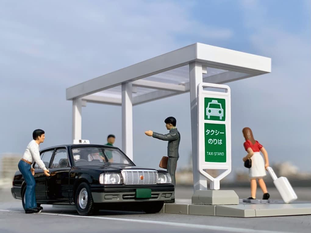 TOMYTEC DioColle 64 04b Taxi Stand Toyota Crown Figure and Accessories Partially Complete Miniature Car Set 1/64 #CarSnap (Includes Comfort) ABS/PVC