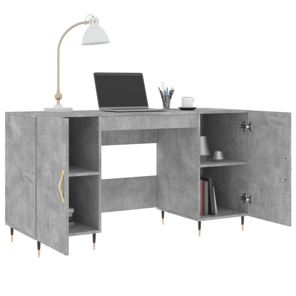 Desk, Concrete Gray, 140X50X75 Cm, Wood-Based Material
