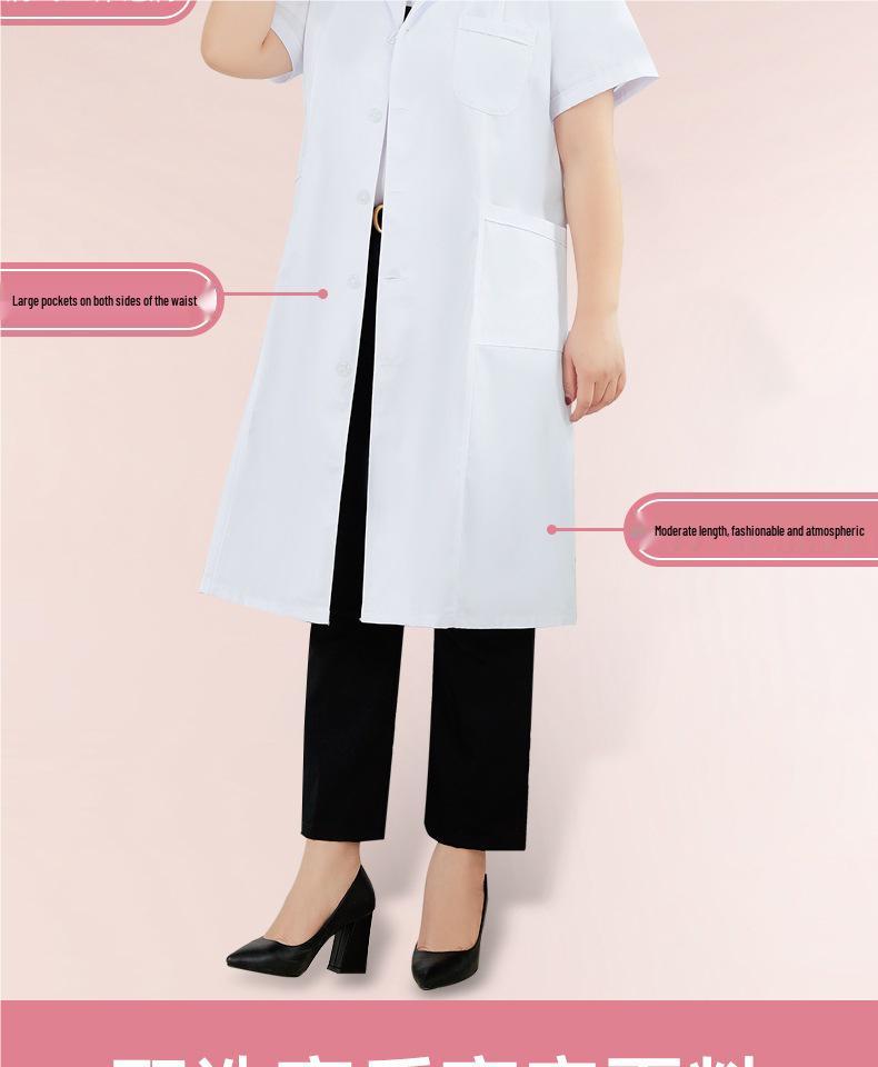 Women's Plus Size Long-Sleeve White Lab Coat - Lightweight and Loose-Fit for Medical Professionals