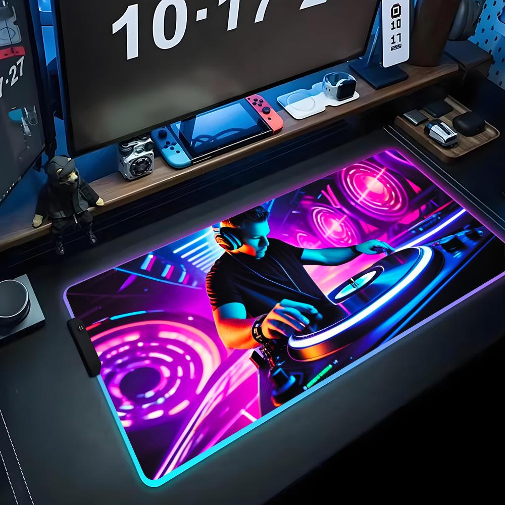 Musik DJ Mauspads RGB Gaming-Mauspads Große LED-Pads PC-Schreibtischmatten Leuchtende Mauspads Große Tastaturmatten Tischteppich mit Hintergrundbeleuchtung