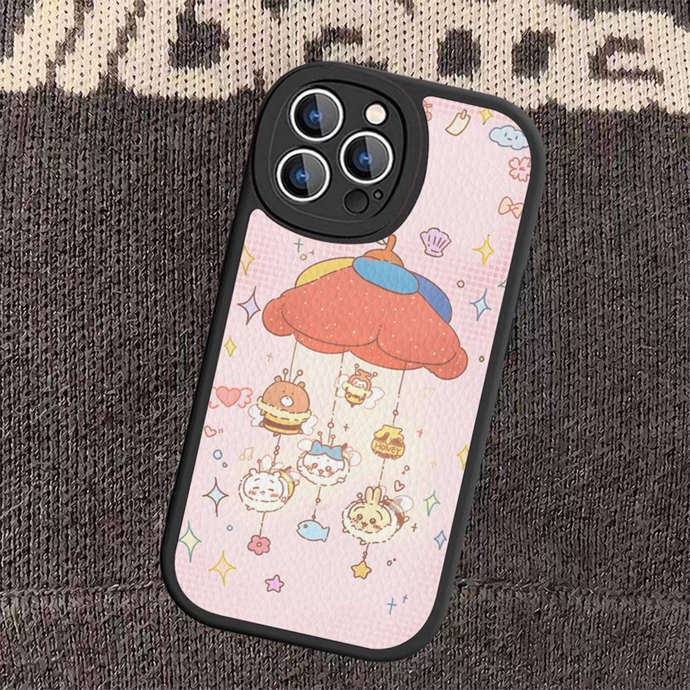 C-Chii-kawa Phone Case Hard Leather For iPhone 16 15 14 13 12 Mini 11 14 Pro Max Xs X Xr 7 8 Plus Fundas