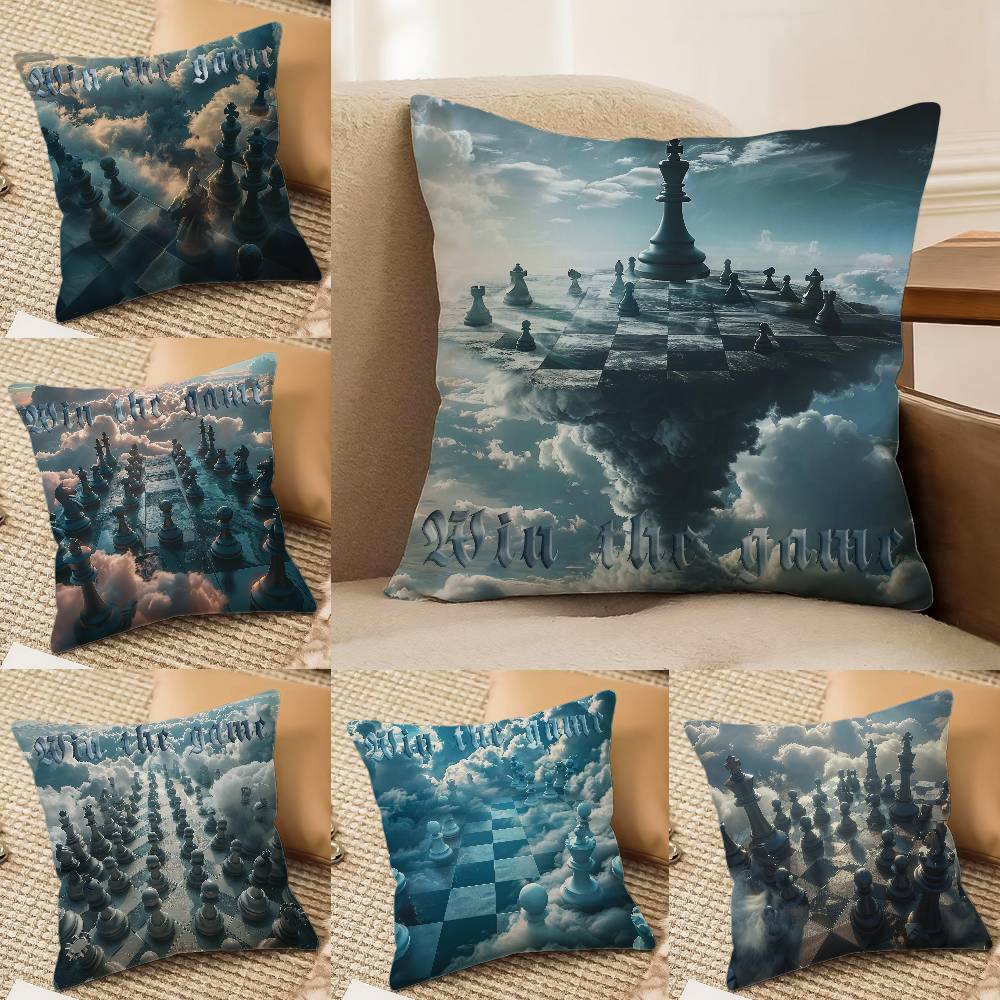 Beautiful Cloud Chess Picture Pillow Case Comfort Sofa Bed Silky Elegant Invisible Zipper Decorative Cushion Cover