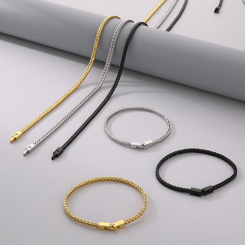 Keel Chain Bracelet, Hip Hop Street Stainless Steel Jewelry Buckle Encrypted Chain Men's Suit Jewelry