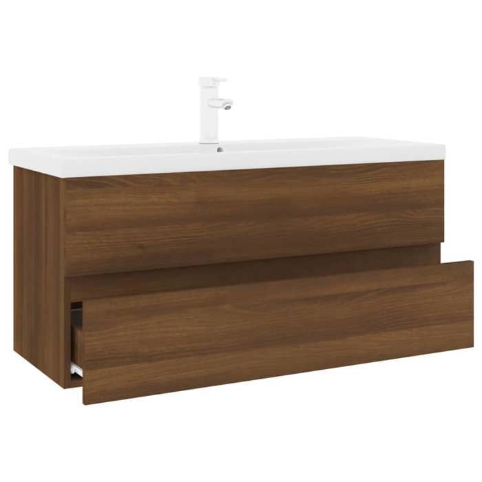 VidaXL Meuble Lavabo avec Bassin Intégré Armoire sous Lavabo Meuble de Rangement de Salle de Bain Maison Chêne Brun Bois 3152890