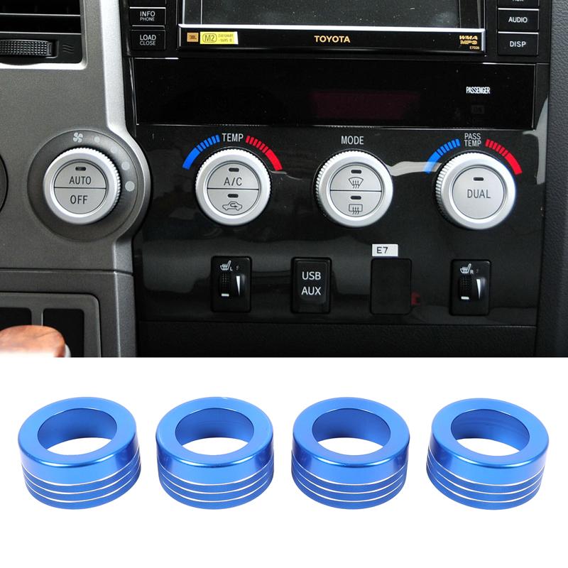 Car Air Condition Knob Audio Volume Control Button Circle Decoration Trim Ring Cover For Toyota Tundra 2007-2013 Accessories