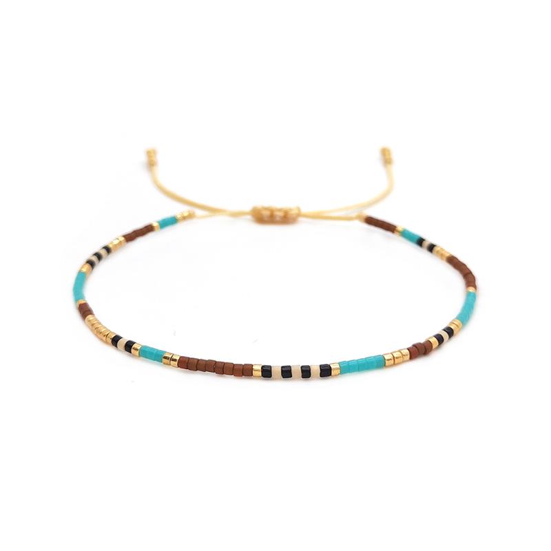 Bohemian style colorful ethnic style hand woven bead bracelet French vacation style adjustable bracelet summer