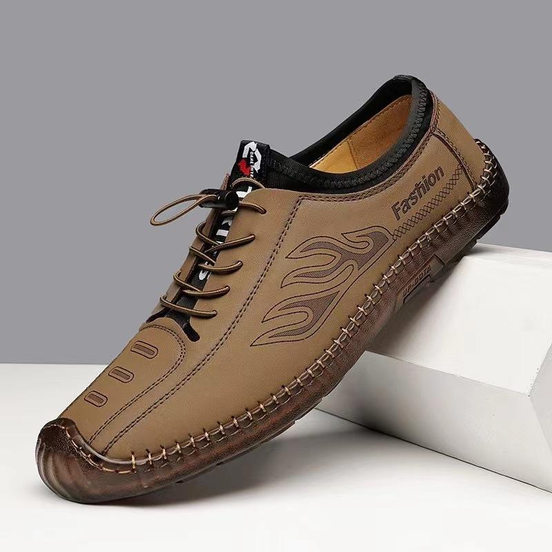 Lace-up Leather Sports and Leisure Shoes Men's Low-top Flat Heel Breathable Wading Men's Shoes Fashion Leather Sandals