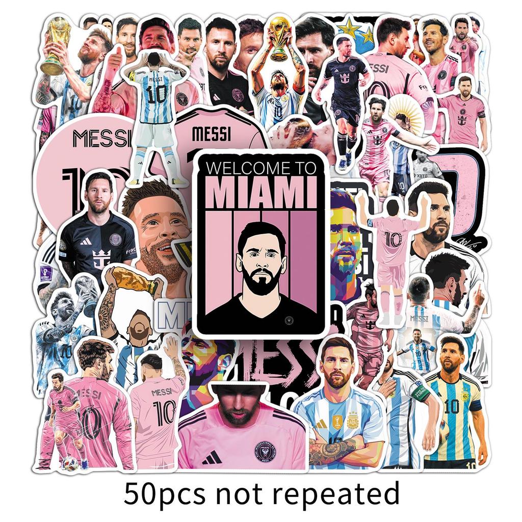 50 Pegatinas de Estrella de Fútbol Messi - Impermeables para Bicicletas, Cuadernos y Decoración de Gota de Resina.