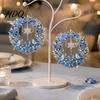 Indoor Holiday Decorations 2Pcs Pearl Diamond Christmas Ornament Set 2D Acrylic Glitter Hanging Charms Decor with Ribbon Festive Tree Pendant