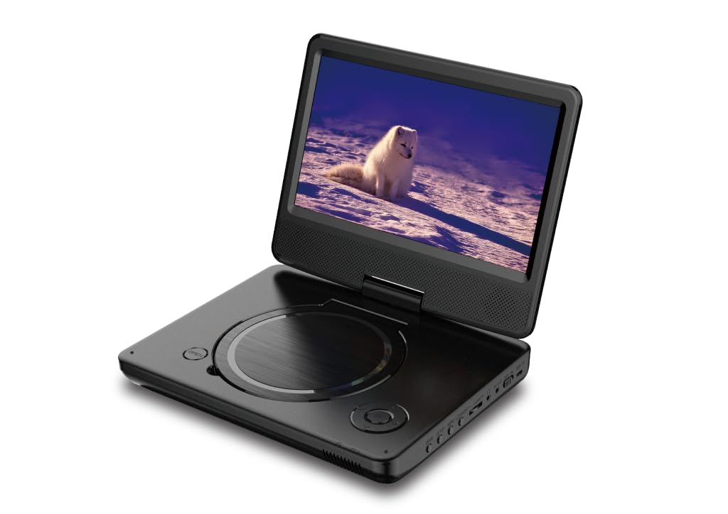 

Agrexion Portable DVD Player Charging 3 power AV output resume swivel remote control 9-inch SU-PD09 function, sources, SD/USB playback, terminal, чорний